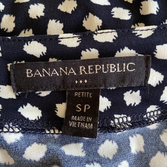 Banana Republic Petite Navy White Long Sleeve Faux Wrap Dress 3018 - Picture 6 of 7